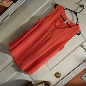 Coral Orange Tank w Gold Zipper